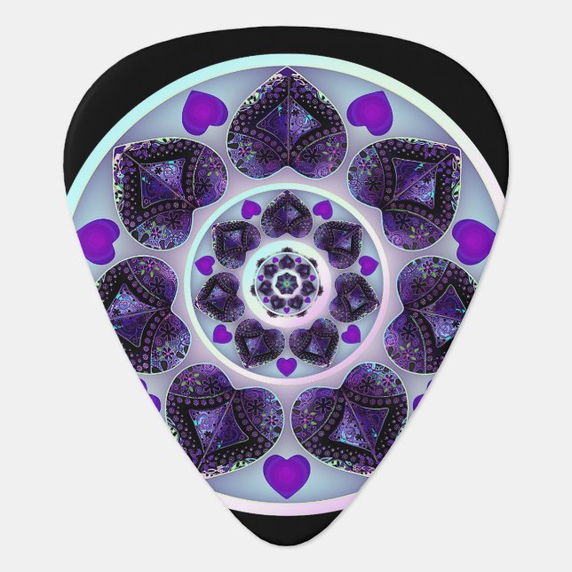 Purple umbrella & hearts .7 guitar pick (Front)