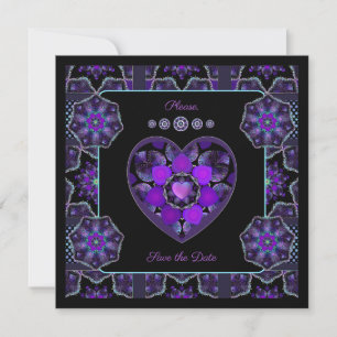 Purple umbrella & hearts .7 holiday card