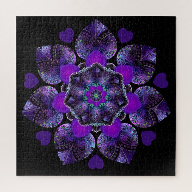 Purple umbrella & hearts .7 jigsaw puzzle (Vertical)