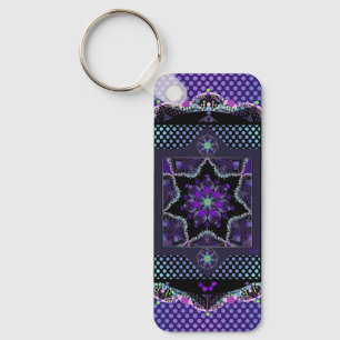 Purple Umbrella & hearts .7 Keychain