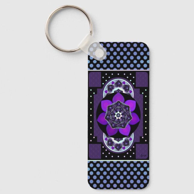 Purple Umbrella & hearts .7 Keychain (Front)