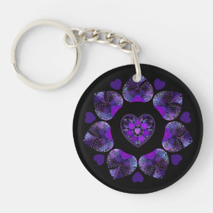 Purple umbrella & hearts .7 keychain