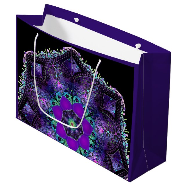 Purple umbrella & hearts .7 large gift bag (Front Angled)