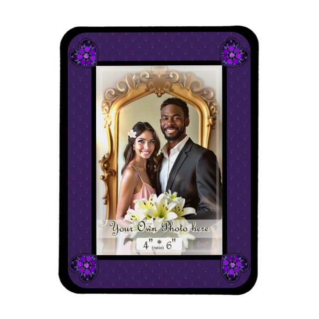 Purple umbrella & hearts .7 magnet (Vertical)