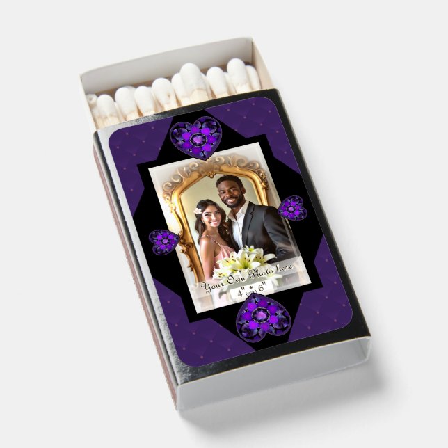 Purple umbrella & hearts .7 matchboxes (Front Open)