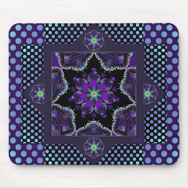 Purple umbrella & hearts .7 mouse pad (Front)