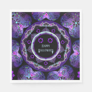 Purple umbrella & hearts.7 napkins