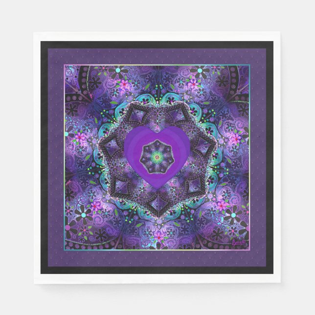 Purple umbrella & hearts .7 napkins (Front)