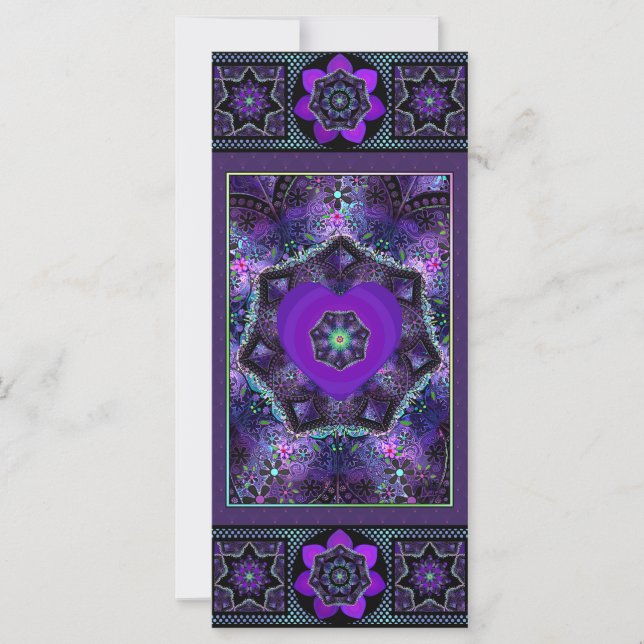 Purple umbrella & hearts .7 note card (Front)