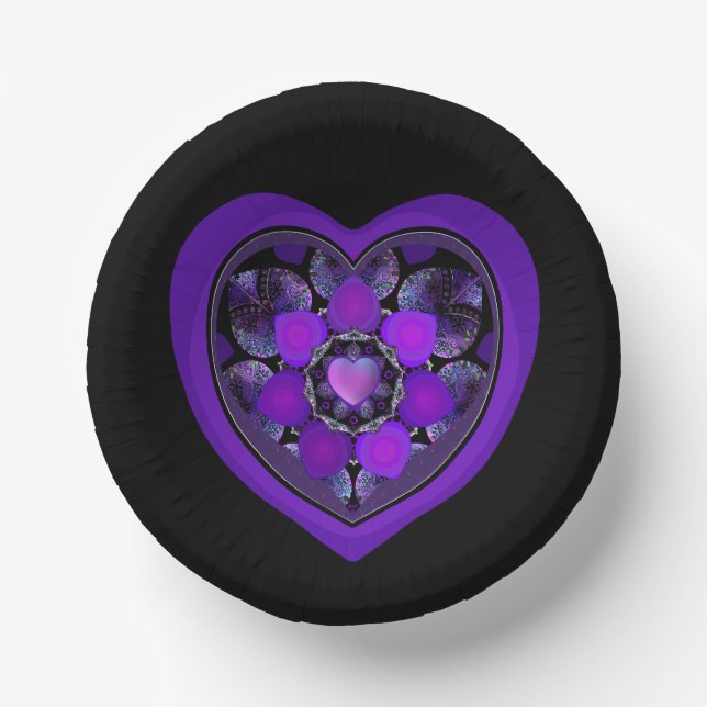 Purple umbrella & hearts .7 paper bowls (Front)
