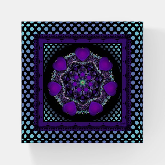 Purple umbrella & hearts .7 paperweight (Front)