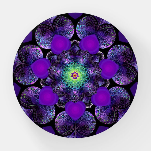 Purple umbrella & hearts .7 paperweight (Front)