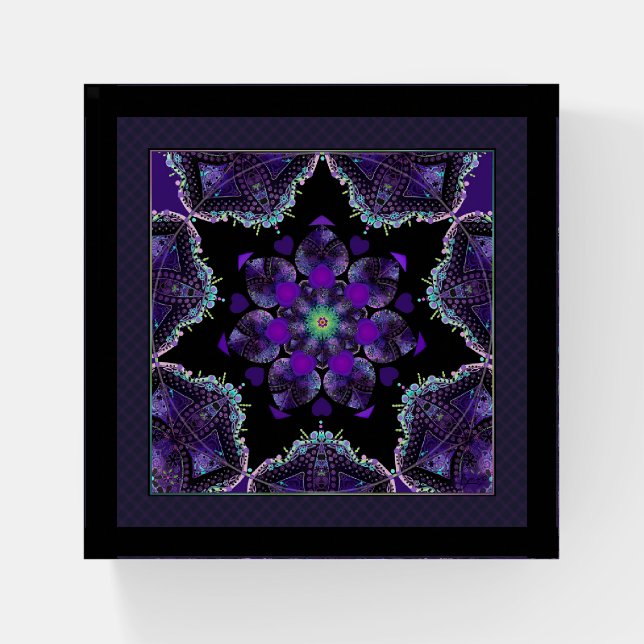 Purple umbrella & hearts .7 paperweight (Front)