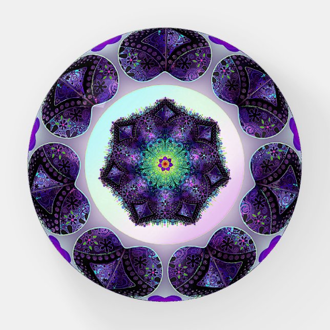 Purple umbrella & hearts .7 paperweight (Front)