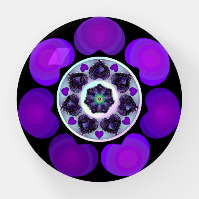 Purple umbrella & hearts .7 paperweight (Front)
