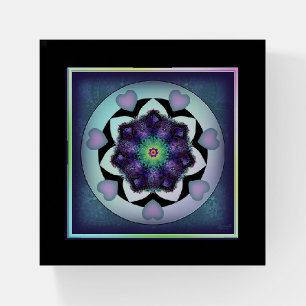 Purple umbrella & hearts .7 paperweight