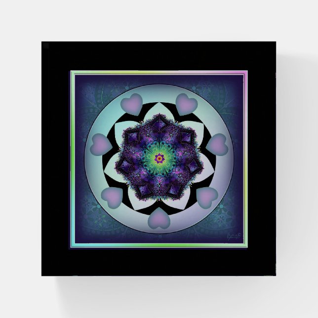 Purple umbrella & hearts .7 paperweight (Front)