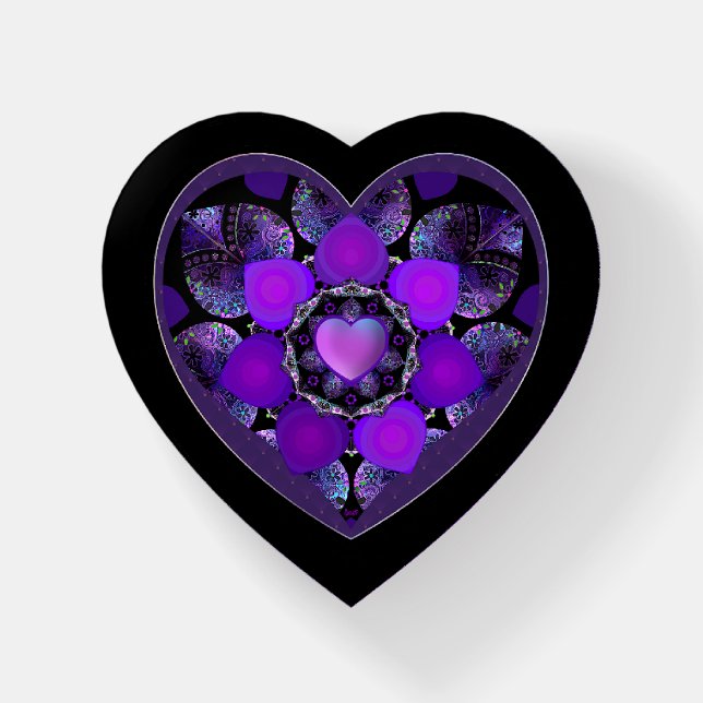 Purple umbrella & hearts .7 paperweight (Front)