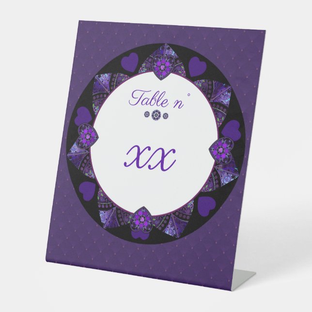 Purple umbrella & hearts .7 pedestal sign (Front)