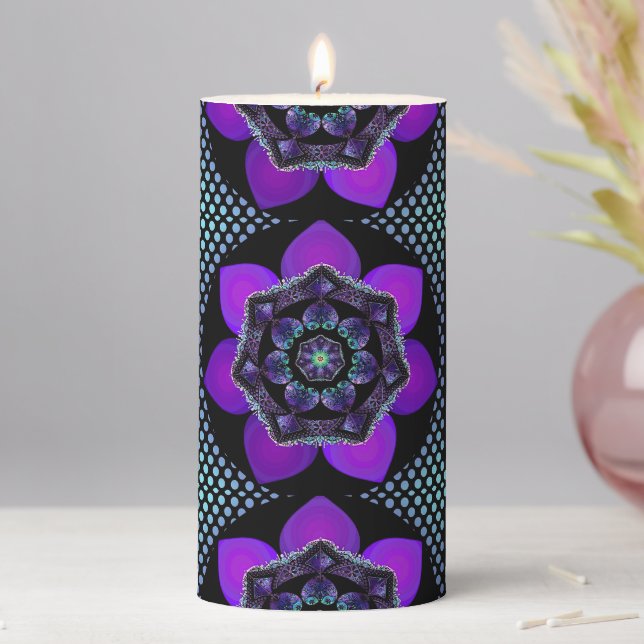 Purple umbrella & hearts .7 pillar candle (In Situ)