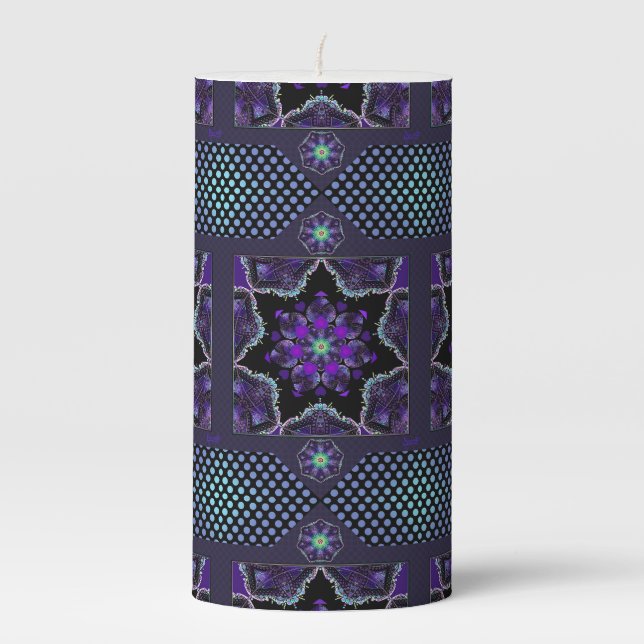 Purple umbrella & hearts .7 pillar candle (Front)