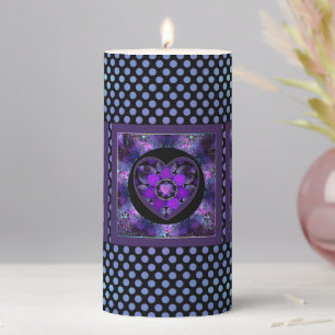 Purple umbrella & hearts .7 pillar candle
