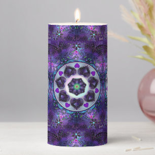 Purple umbrella & hearts .7 pillar candle
