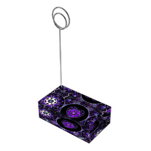 Purple umbrella & hearts .7 place card holder