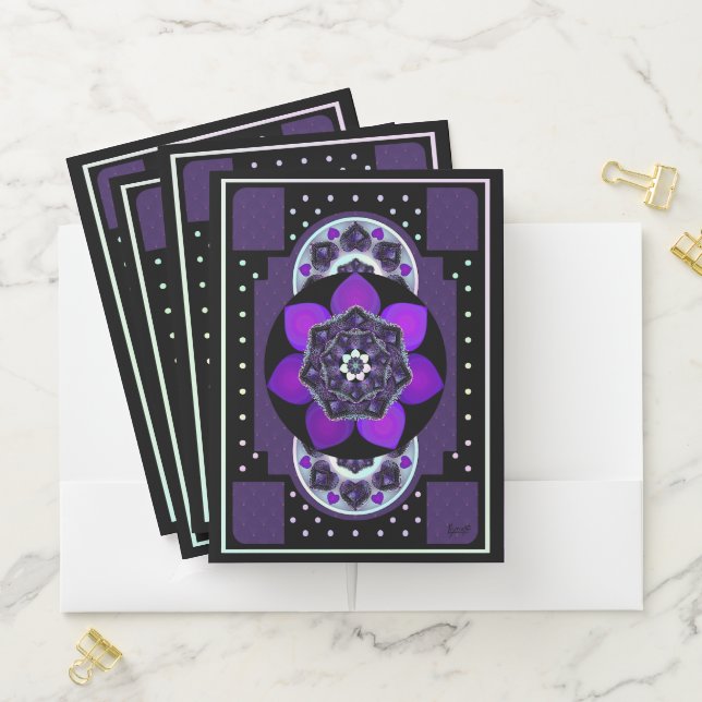 Purple umbrella & hearts .7 pocket folder (In Situ)