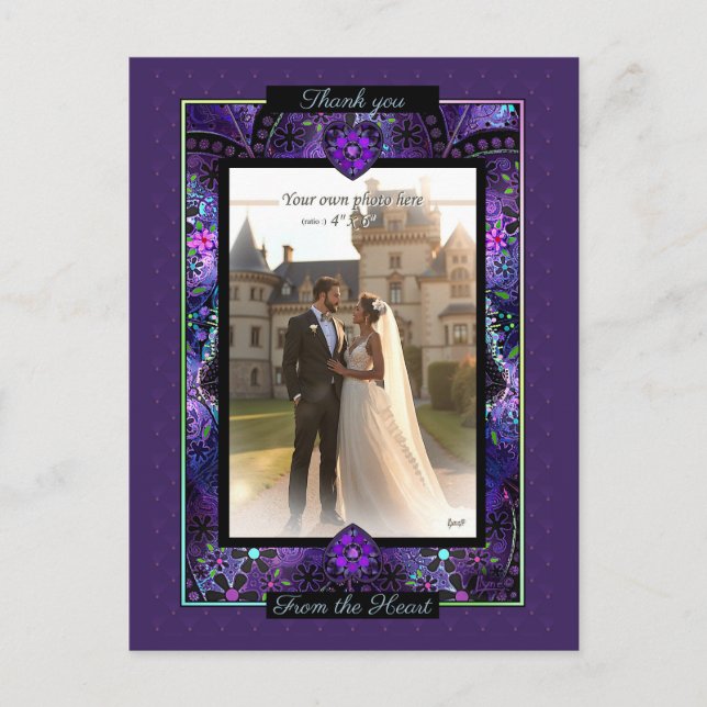 Purple umbrella & hearts .7 postcard (Front)