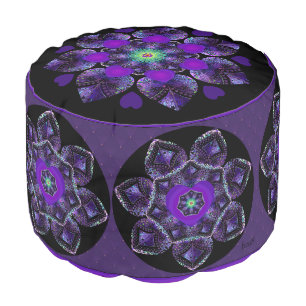 Purple umbrella & hearts .7 pouf