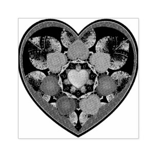 Purple umbrella & hearts .7 rubber stamp