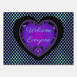 Purple umbrella & hearts.7 sign