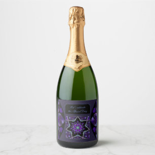 Purple umbrella & hearts .7  sparkling wine label