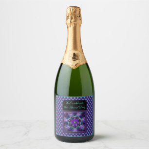 Purple umbrella & hearts .7  sparkling wine label