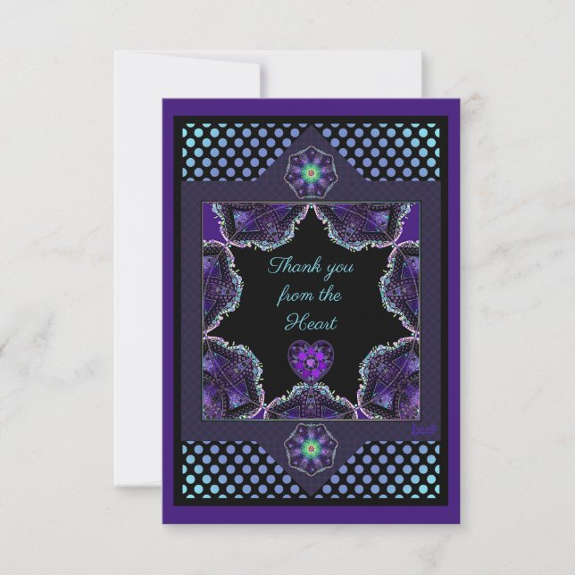 Purple umbrella & hearts .7 thank you card (Front)