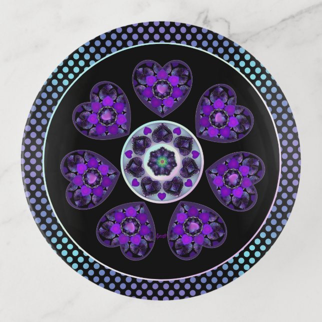 Purple umbrella & hearts .7 trinket tray (Front)