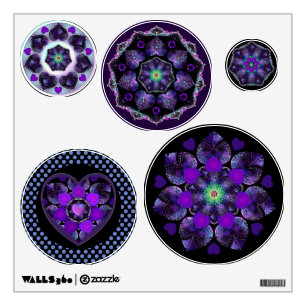 Purple umbrella & hearts .7 wall decal