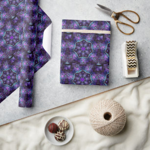 Purple umbrella & hearts .7 wrapping paper