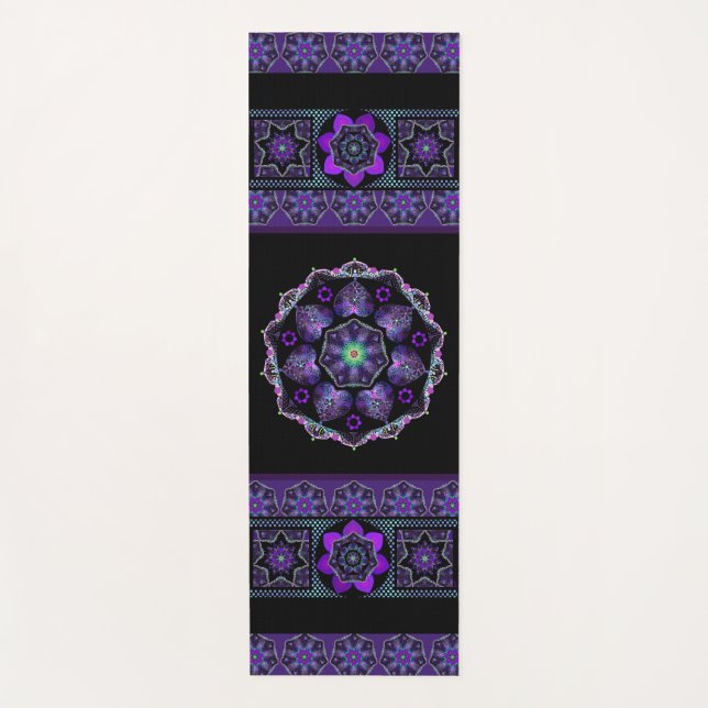 Purple umbrella & hearts .7 yoga mat (Front)