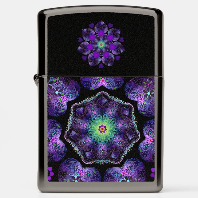 Purple umbrella & hearts .7 zippo lighter (Front)