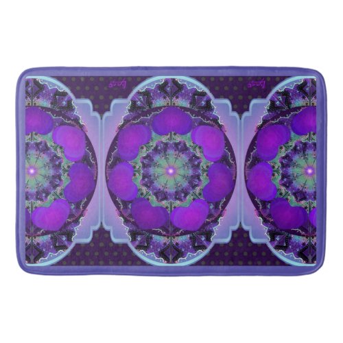 Purple umbrella  hearts bath mat