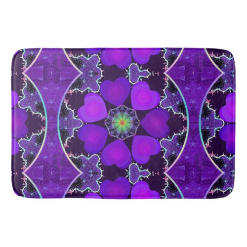 Purple umbrella  hearts bath mat