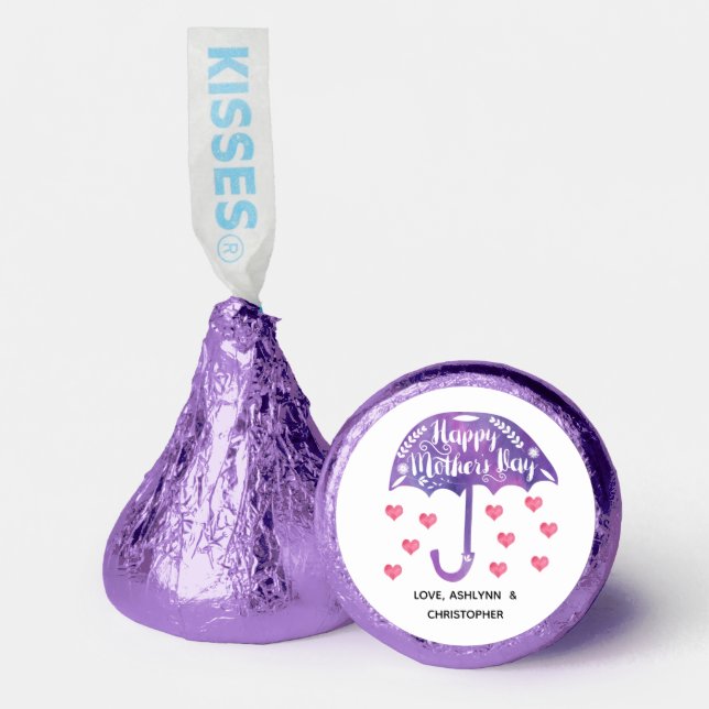 Purple Umbrella Hearts Happy Mother's Day   Hershey®'s Kisses® (Front)