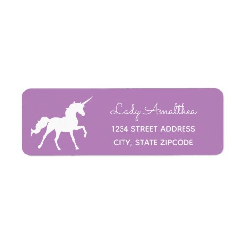 Purple Unicorn Address Label