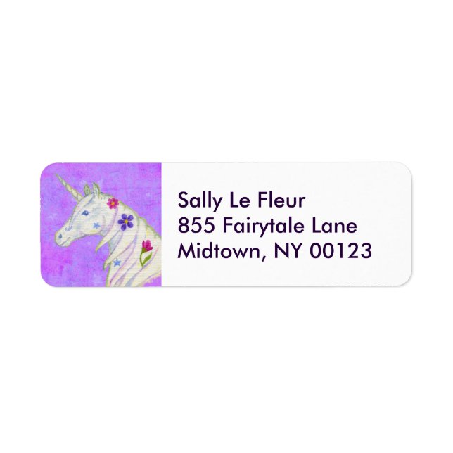Purple Unicorn address label (Front)