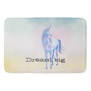 Purple Unicorn Aqua Pink Yellow Tie Dye Bath Mat
