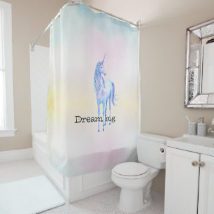 Purple Unicorn Aqua Pink Yellow Tie Dye Shower Curtain