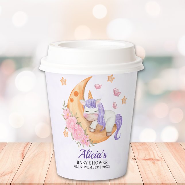 Purple Unicorn Baby Shower Girl Paper Cups (Creator Uploaded)