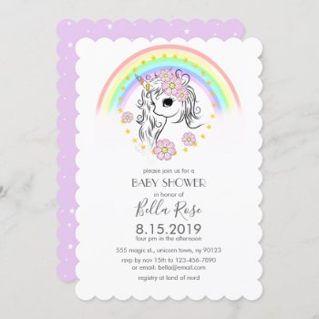 Purple Unicorn Baby Shower Invite by FancyMeWedding at Zazzle